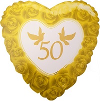 Folien Helium Ballon -50 Jahre- Goldene Hochzeit 46cm